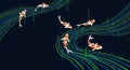Digital Koi Fish Swimming Through Binary Code Streams Royalty Free Stock Photo