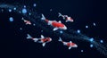 Digital Koi Fish Swimming Through Binary Data Stream Royalty Free Stock Photo