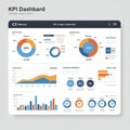 A digital KPI dashboard featuring various data visualization elements. Includes pie Royalty Free Stock Photo