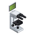 Digital lab microscope icon, isometric style