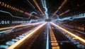 Futuristic digital road with flowing binary code and streaming data for cloud computing and high speed ai digital communication Royalty Free Stock Photo