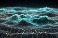 Abstract Digital Landscape with Glowing Waves and Grid Patterns for Futuristic Design Generative AI Royalty Free Stock Photo
