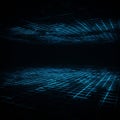 A digital landscape featuring a grid of glowing blue lines forming a Royalty Free Stock Photo