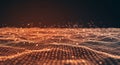A digital landscape featuring a network of interconnected glowing nodes and lines,