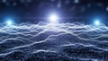 Digital Landscape of Glowing Particles Forming a Wavy Surface abstract technology Royalty Free Stock Photo