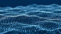A digital landscape of glowing blue dots forming a wavy pattern on a dark background Royalty Free Stock Photo
