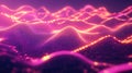 Digital landscape with glowing data waves forming abstract network Royalty Free Stock Photo