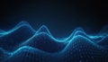 Glowing blue digital wave network with particles abstract Royalty Free Stock Photo