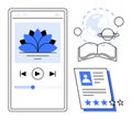 Digital Learning App with Planetary Knowledge, Ratings, and Media Playback Features Royalty Free Stock Photo