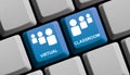 Digital Learning - E-Learning or Virtual Classroom concept on keyboard Royalty Free Stock Photo