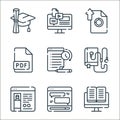 digital learning line icons. linear set. quality vector line set such as digital learning, online chat, profile, audiobook, exam,