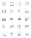 Digital learning linear icons set. eLearning, Virtual, Online, Blended, Distance, Tech-savvy, Interactive line vector Royalty Free Stock Photo