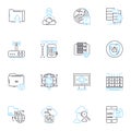 Digital learning linear icons set. eLearning, Virtual, Online, Blended, Distance, Tech-savvy, Interactive line vector Royalty Free Stock Photo