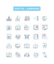 Digital learning vector line icons set. Digital, Learning, eLearning, Online, Technology, Course, Online-Learning