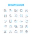 Digital learning vector line icons set. Digital, Learning, eLearning, Online, Technology, Course, Online-Learning
