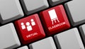 Digital learning - Virtual Classroom on red computer keyboard 3D Illustration Royalty Free Stock Photo