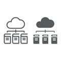 Digital Library line and glyph icon, e learning