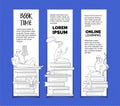 Digital library readers outline vector templates set Royalty Free Stock Photo