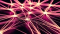 Digital light waves create vibrant network of fiber optic strands, showcasing interconnected tech web with glowing neon aesthetic