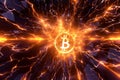 Digital lightning network representing fast bitcoin transactions in DeFi