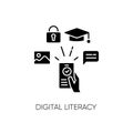 Digital literacy black glyph icon Royalty Free Stock Photo