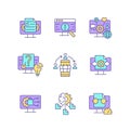 Digital literacy skills RGB color icons set Royalty Free Stock Photo