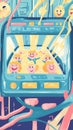 Digital loading bar surrounded by cheerful customer support avatars and energy lines.