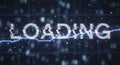 Digital Loading Screen with Glitch Effect and Electrical Spark Energy Royalty Free Stock Photo