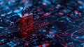 The Digital Lock on Circuit Board.AI generated image Royalty Free Stock Photo