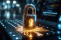 Cyber security digital lock information protection business technology futuristic Royalty Free Stock Photo