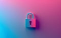 Digital Lock,Cybersecurity Background. A large, stylized digital padlock icon centered on a smooth gradient background