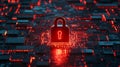A digital lock displayed against a quantum computing backdrop, illustrating the collaboration between quantum technology
