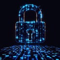 Digital lock icon with binary code, symbolizing security and technology Royalty Free Stock Photo