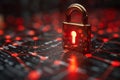 Digital lock illuminated by streams of binary code representing cybersecurity and data protection Royalty Free Stock Photo