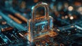 The digital lock representing advanced security in a connected world..AI generated image Royalty Free Stock Photo
