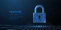 Digital lock. Secure data management, cyber risk policy, digital privacy technology