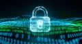 Digital lock securing binary code data stream Royalty Free Stock Photo