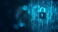 Digital lock security with binary code background secure digital lock icon displayed against binary data Royalty Free Stock Photo