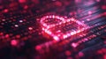 A digital lock symbol amidst glowing binary code, representing cybersecurity and data protection Royalty Free Stock Photo