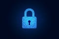 Digital lock symbolizing cybersecurity protection virtual space graphic design abstract view