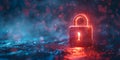 A digital lock symbolizing cybersecurity to protect against online threats and hackers. Concept