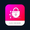 Digital, Lock, Technology Mobile App Button. Android and IOS Glyph Version Royalty Free Stock Photo