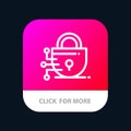 Digital, Lock, Technology Mobile App Button. Android and IOS Line Version Royalty Free Stock Photo
