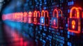 Cybersecurity Padlocks Protecting Data Over Digital Binary Code Streams Concept Royalty Free Stock Photo