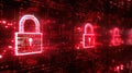 Digital Security Lock on Circuit Board with Red Glow: Data Protection Concept Royalty Free Stock Photo