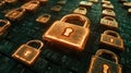 Digital locks on computer screen, cybersecurity and data protection in the age