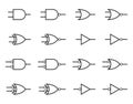 Digital logic gate symbols, black isolated on white background, vector illustration.