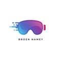 A digital logo features stylized ski goggles with a gradient of blue to pink, suggesting Royalty Free Stock Photo