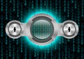 Digital Magnifying Glass scanning and identifying data and Data security Royalty Free Stock Photo