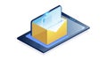 Digital Mail on Tablet Isometric Icon, vector design Generative AI Royalty Free Stock Photo